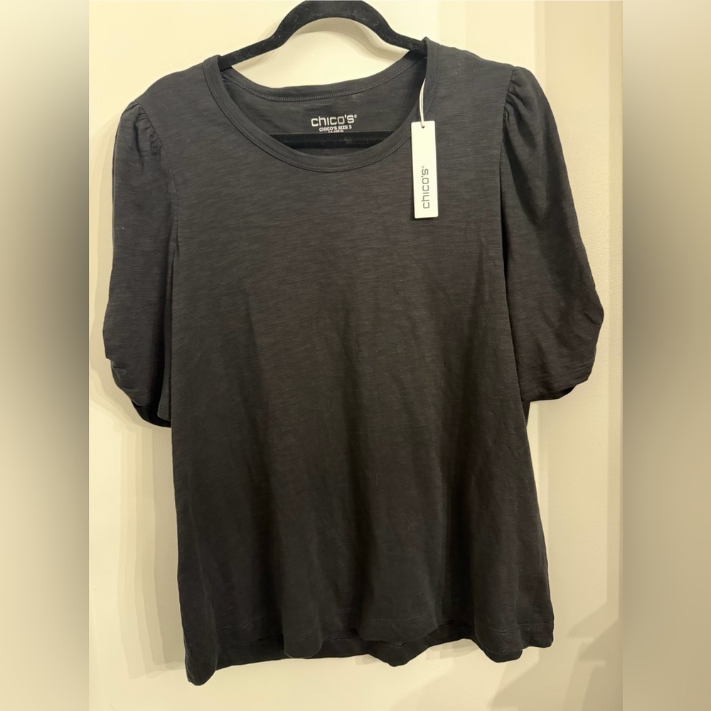Chico's 3 Black Short Sleeve Top